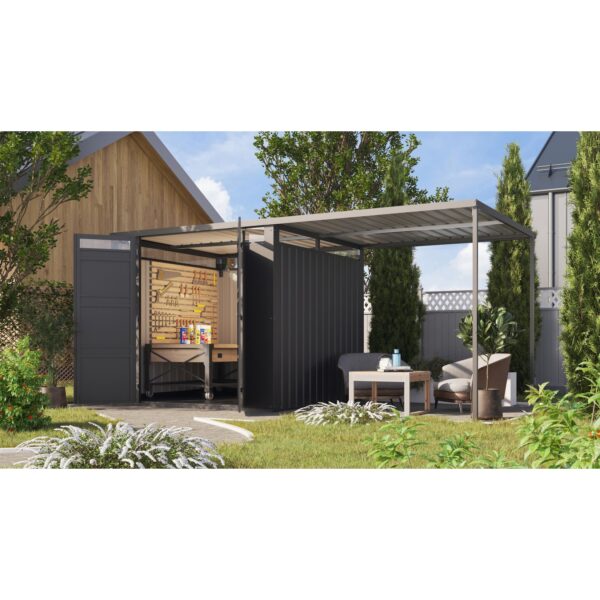 Karibu Metall Gartenhaus Superline 2 im Set mit Anbaudach 2