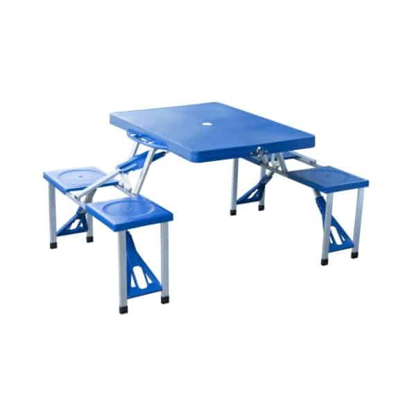 Outsunny Campingtisch mit 4 Sitzer blau 135