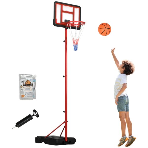 ZONEKIZ Kinderbasketballkorb mit elektronischer Punkteanzeige rot 60L x 40B x 155-205H cm