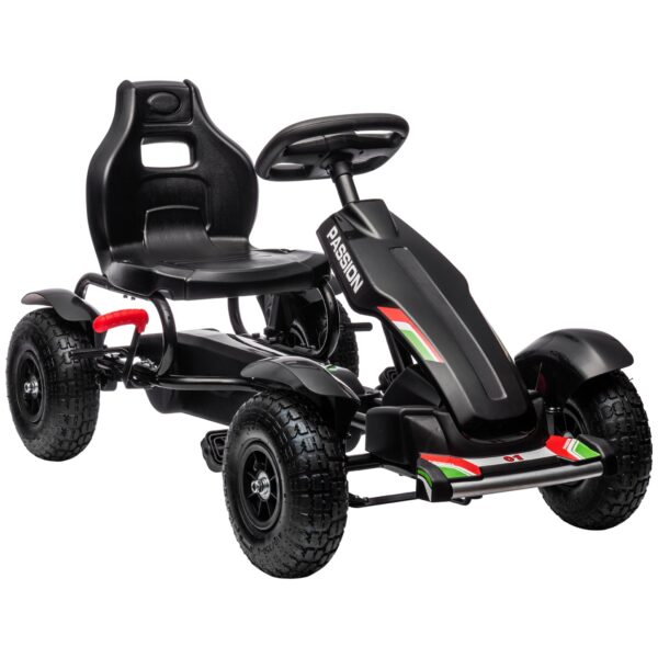 HOMCOM Go-Kart mit verstellbarem Sitz und Handbremse schwarz 121L x 58B x 61H cm