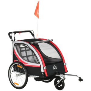 HOMCOM Kinderfahrradanhänger mit Aufbewahrungstasche 142L x 75B x 101H cm