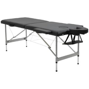 HOMCOM Massageliege mit Aluminium-Füßen schwarz 186L x 71B x 62-83H cm