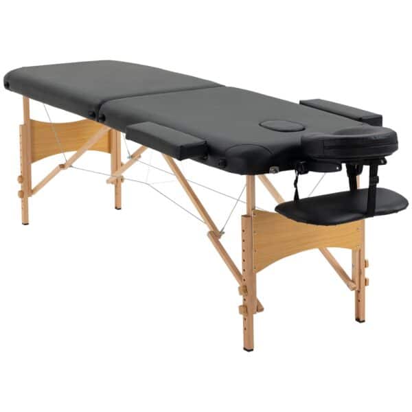 HOMCOM Massagetisch mit Kopfstütze und Tragegriffen schwarz 185L x 60B x 61-88H cm