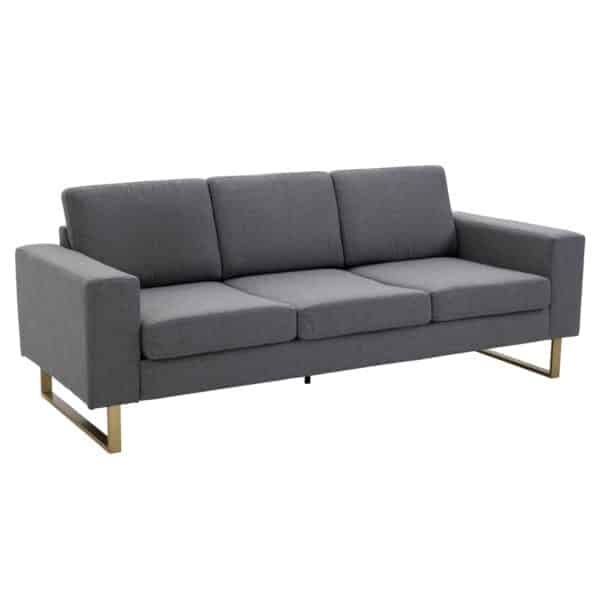 HOMCOM Polstersofa als 3-Sitzer dunkelgrau/gold 200 x 82 x 78 cm (BxTxH)