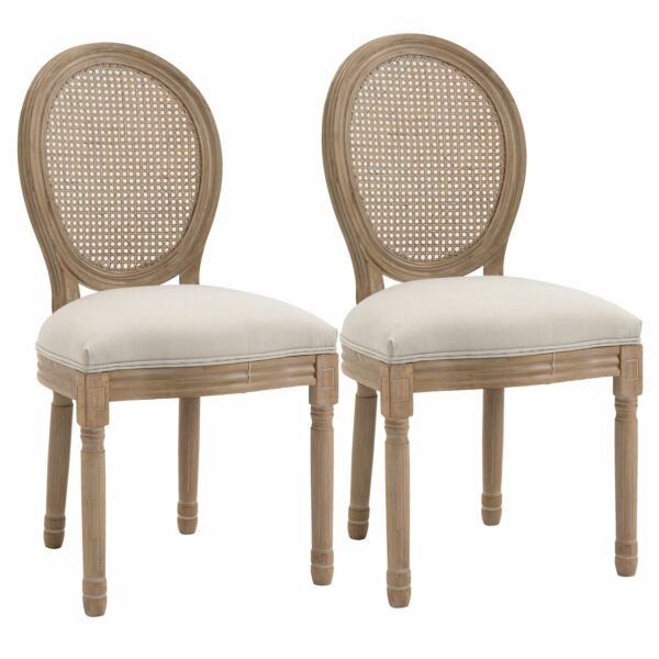 HOMCOM Esszimmerstuhl 2er-Set beige 49B x 56T x 96H cm