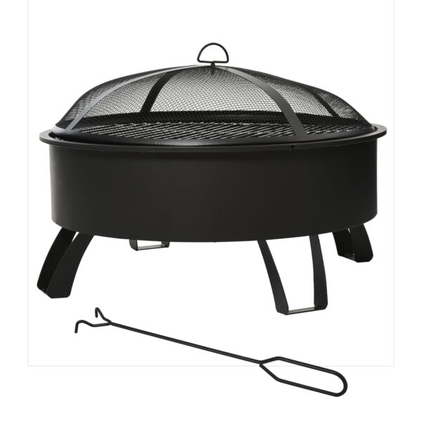 Outsunny 2-in-1 Feuerschale mit Grillrost schwarz 76 x 49