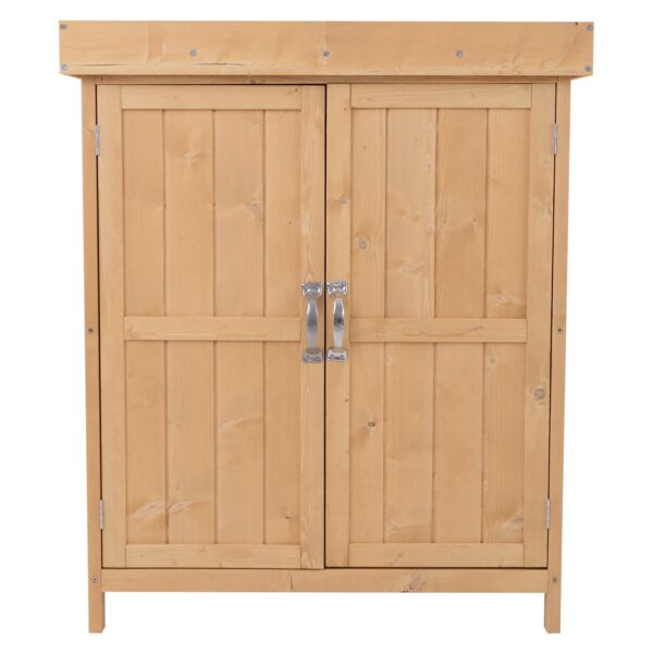 Outsunny Geräteschrank mit 2 Fächer natur 74 x 43 x 88 cm (LxBxH)