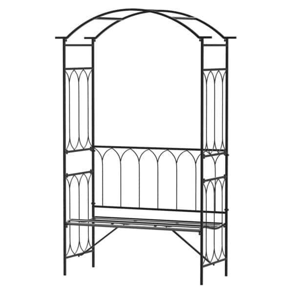 Outsunny Gartenbank mit Rosenbogen schwarz 115 x 50 x 203 cm (LxBxH)