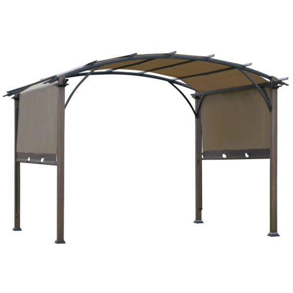 Outsunny Pergola mit einstellbarem Stoffdach braun 3