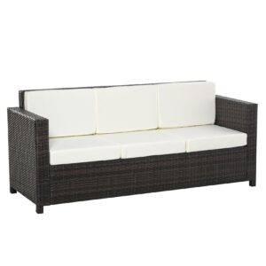 Outsunny 3 - Sitzer Rattansofa mit Kissen 185 x 70 x 80 cm (LxBxH?