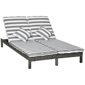 Outsunny Polyrattan Gartenliege für 2 Personen 195 x 120 x 28 cm (LxBxH)