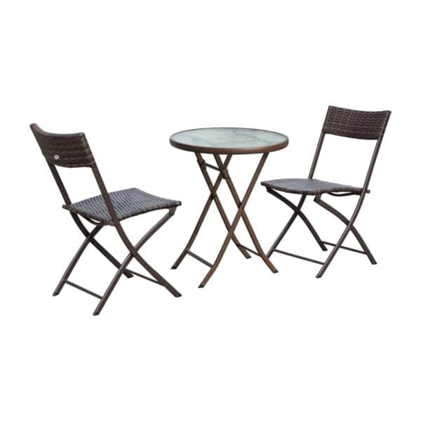 Outsunny Polyrattan Bistroset für 2 Personen braun