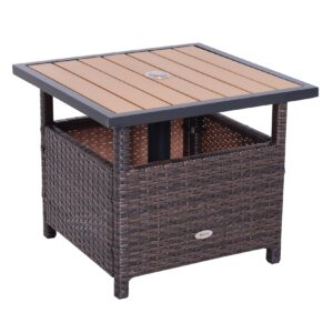 Outsunny Polyrattan Gartentisch braun 55