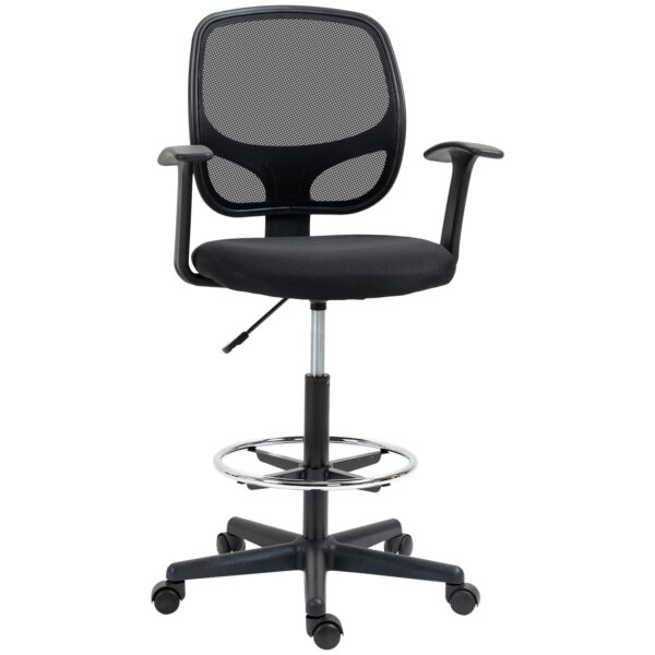 Vinsetto Bürostuhl mit Fußring schwarz 60L x 56B x 132H cm