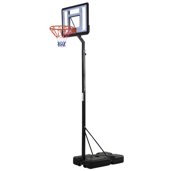 HOMCOM Basketballkorb mit 2 Rädern schwarz 86 x 153 x  250-350 cm (BxTxH)