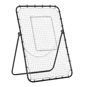 HOMCOM Fußball Rebounder mit 4 verstellbaren Stufen schwarz 123L x 73B x 178