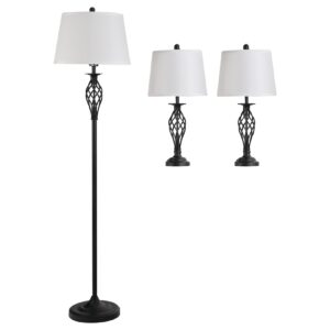 HOMCOM Stehlampe inkl. 2 Tischlampen schwarz