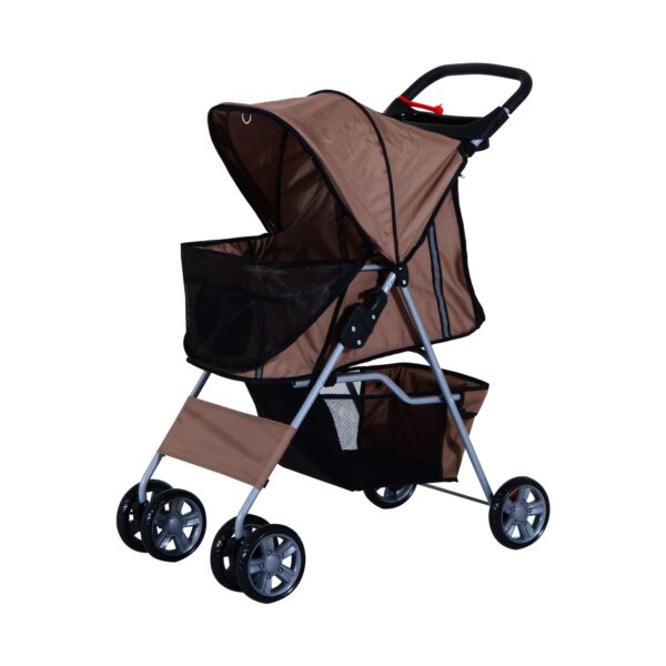 PawHut Pet Stroller mit Gitternetz kaffeebraun 75 x 45 x 97 cm (LxBxH)