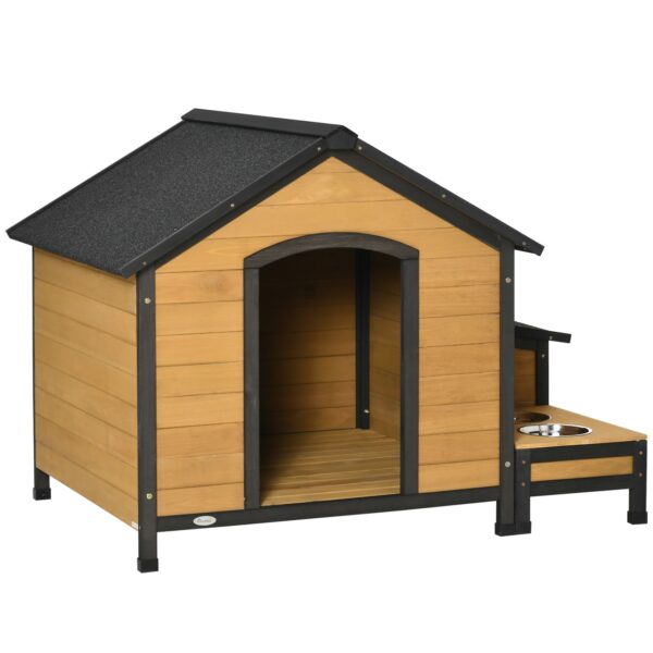 PawHut Hundehütte mit erhöhtem Design schwarz