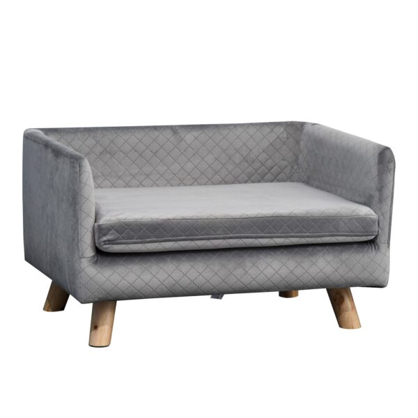 PawHut Haustiersofa mit Holzbeinen grau 64B x 45T x 36H cm