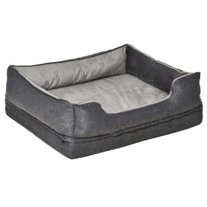 PawHut Hundebett mit abnehbarem Bezug grau 75L x 60B x 20H cm