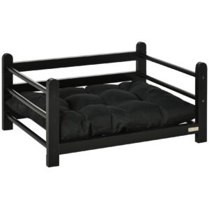 PawHut Hundebett mit Kissen schwarz 65L x 51B x 32H cm