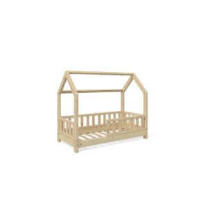 VitaliSpa Kinderbett Kinderhaus Bett Holz Zaun Schlafen Spielbett Hausbett 70x140cm