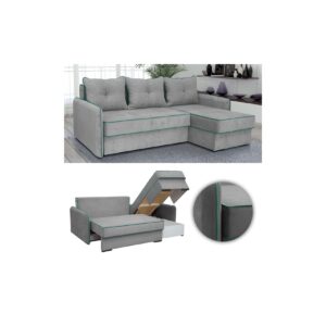 VitaliSpa Ecksofa KANSAS Schlaffunktion Dunkelgrau- Couch Schlafsofa Bett Eckcouch Taschenfederkern Sofa