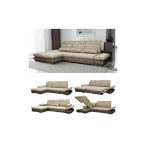 VitaliSpa Ecksofa HAMPTON Schlaffunktion Couch Schlafsofa Bett Bettkasten Taschenfederkern Sofa XXL