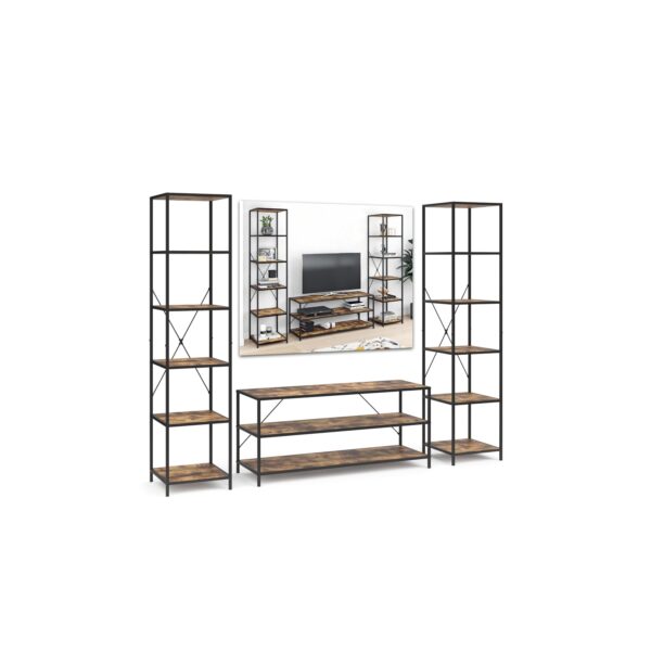 VICCO Loft Set Fyrk Standregal Bücherregal Fernsehtisch Sideboard Wandregal Holz Regal