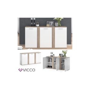 VICCO Sideboard NOVELLI Highboard weiß sonoma Kommode Anrichte Schrank 3 Türen