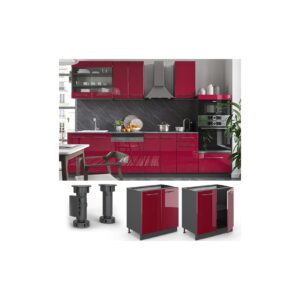 VICCO Unterschrank 80 cm Bordeaux Hochglanz Küchenschrank Hängeschrank Küchenzeile Fame-Line