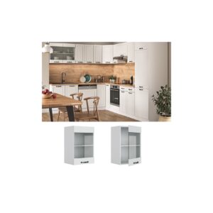 Vicco Hängeglasschrank 40 cm Weiß Küchenschrank Hängeschrank Küchenzeile R-Line