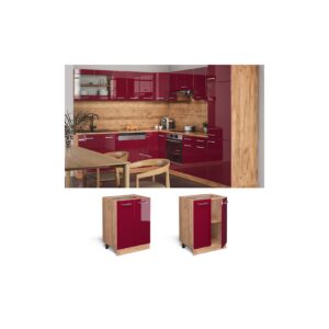 Vicco Unterschrank Küchenschrank Küchenzeile R-Line 60 cm Goldkraft Bordeaux