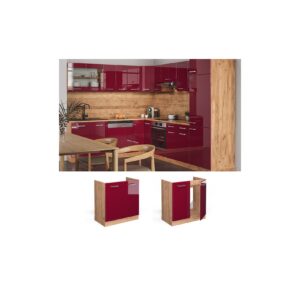 Vicco Spülenunterschrank Küchenschrank Küchenzeile R-Line 80 cm Goldkraft Bordeaux