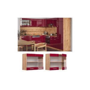 Vicco Hängeglasschrank Küchenschrank Küchenzeile R-Line 80 cm Goldkraft Bordeaux