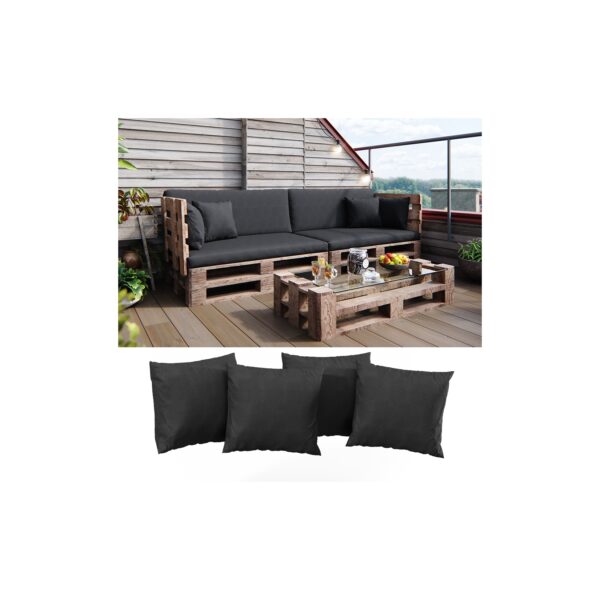 Vicco Loungekissen Palettenkissen Gartenkissen Anthrazit 4er Set Balkonkissen