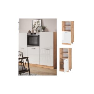 Vicco Backofenumbauschrank Küchenschrank Küchenzeile R-Line 60 cm Eiche Weiß kleine Tür