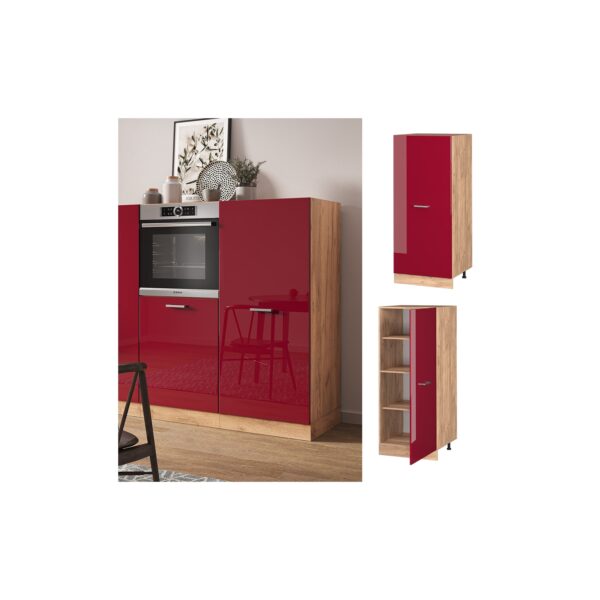 Vicco Backofenumbauschrank Küchenschrank Küchenzeile R-Line 60 cm Eiche Bordeaux große Tür