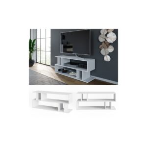 Vicco TV-Regal Fernsehregal Wohnzimmeregal Karel Weiß Lowboard TV-Tisch Ablage