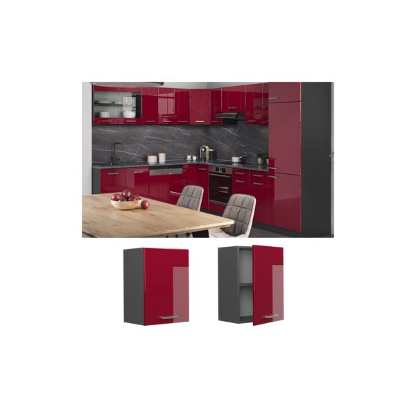 Vicco Hängeschrank Küchenschrank Küchenzeile R-Line 45 cm Anthrazit Bordeaux Tür Fächer