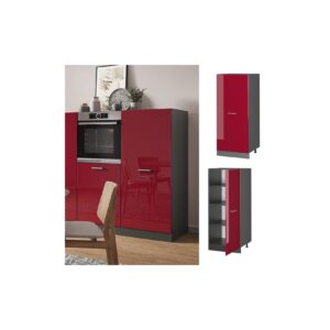 Vicco Backofenumbauschrank Küchenschrank Küchenzeile R-Line 60 cm Anthrazit Bordeaux große Tür