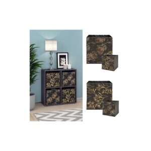 Vicco Raumteiler Würfelregal Standregal Tetra Schwarz Faltbox Wohnzimmer Regal 73x72 cm modern Ablage 4 Fächer Dekoregal Ordnerregal Aufbewahrung