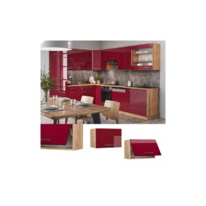 Vicco Hängeschrank Küchenschrank Küchenmöbel Fame-Line Eiche Rot Bordeaux modern 60 cm Küche Einbauküche Hängeschrank Klapptür Dunstabzugshaube Küchenzeile Hochglanz