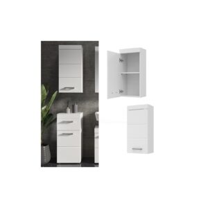 Vicco Hängeschrank Badschrank Badezimmermöbel Luna Weiß Skandi 37x77 cm Badezimmer Schrank Badmöbel Schranktür Schrankfach Ablage Aufbewahrung