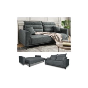 VitaliSpa Schlafsofa Gästesofa Boxspringsofa Caprioli Anthrazit Schlaffunktion 236x100 cm modern Wohnzimmer Sofa Wohnzimmercouch Loungesofa Schlafcouch Klappsofa Taschenfederkern 2-Sitzer