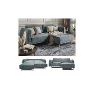 VitaliSpa Ecksofa Schlafsofa Gästesofa Cali Grau Schlaffunktion 236 x 97 cm modern Wohnzimmer Sofa Wohnzimmercouch Boxspringsofa Loungesofa Loungeecke Schlafcouch Taschenfederkern ausziehbar