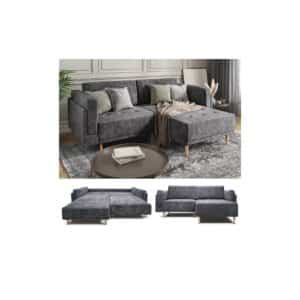 VitaliSpa Ecksofa Schlafsofa Gästesofa Cali Anthrazit Schlaffunktion 236 x 97 cm modern Wohnzimmer Sofa Wohnzimmercouch Boxspringsofa Loungesofa Loungeecke Schlafcouch Taschenfederkern ausziehbar