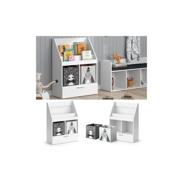 Vicco Kinderregal Bücherregal Wandregal Luigi Weiß 72x96 cm modern Kinderzimmer Regal Spielzeugregal Dekoregal Standregal Aufbewahrungsregal Würfelregal Schublade Ablage Fach freistehend Faltbox