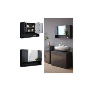 Vicco Spiegelschrank Badspiegel Wandspiegel Irma Anthrazit Hochglanz 80 cm modern Badezimmer Spiegel Badezimmerschrank Badezimmermöbel Spiegeltür Schranktür Hängeschrank Einlegeboden Regal Ablage